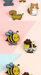 Joli ensemble de broches en émail de dessin animé avec des animaux mignons pour sacs à dos.