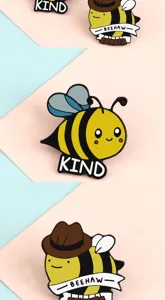 Joli lot de badges en émail abeille de dessin animé, broche en métal créatif pour sacs.