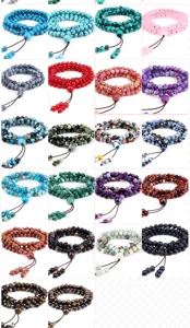 Bracelet mala en pierre naturelle 108 perles bracelet de meditation de yoga en pierres precieuses