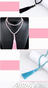 Collar de cuentas con borla multicapa cristal colgante joyería elegante accesorio