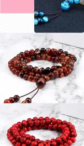 Bracelet multi-tours en agate cristal 108 perles vue détaillée avec options de couleur.