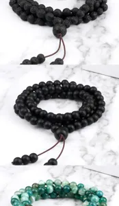 Bracelet mala classique 108 perles en pierres precieuses yoga meditation bijoux collier spirituel