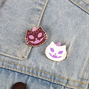 Funny Halloween Pumpkin Cat Apple Teacher Letter Enamel Brooch Pin Cartoon Alloy Round Badge For Backpack Clothing Accessory Gift
