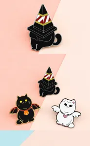 Set de pin de esmalte de gato tierno, insignia de broche de dibujos animados para mochila.