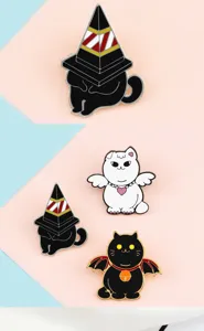 Bonito juego de pines esmaltados de gatos, broches de metal creativos para mochilas y ropa.