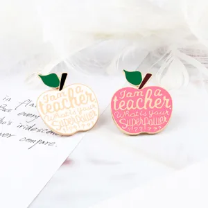 Creative apple shape enamel brooch pin teacher appreciation metal badge backpack decor