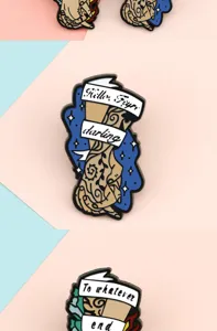 Creative cartoon enamel pin alloy brooch with ribbon text design for fashion backpack decor