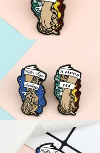 Creative metal enamel pin badge with unique quote design, fashion alloy brooch for clothes.