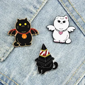 Lindo Broche de Esmalte de Gato de Dibujos Animados Alfiler Creativo de Gatito de Ángel de Metal Insignia de Solapa Joyería Regalo Para Decoración de Ropa de Mochila