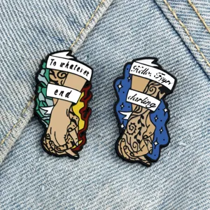 Creative Alloy Enamel Brooch Personalized Quote Ribbon Starry Sky Fire Hand Gesture Cartoon Badge Pin Jewelry For Clothing Bags Backpack Accessory