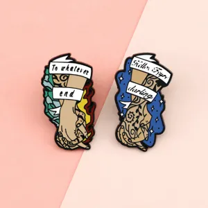 Cute enamel pin set creative dialogue box letter ribbon alloy painted brooch accessories
