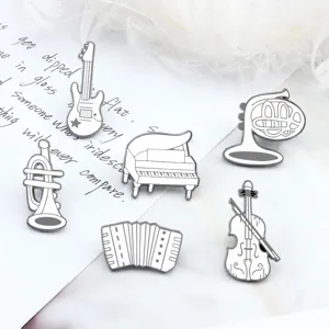 Cute musical instrument enamel pin set, mini guitar piano violin brooch badges for music lovers