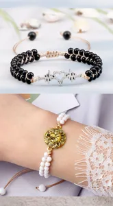 Bracelet de perles tressé à double couche fait main pour élégant style quotidien.