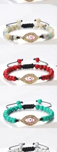 Vracholi apo chantes Evil Eye me micro-pave strass kai roz leptomereies sxediou oraio.