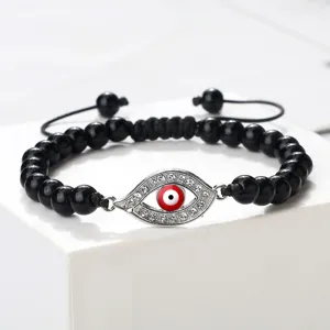 Ensemble de Bracelets Tressés Mauvais Œil Fait Main Bijoux en Alliage et Strass pour Femmes Hommes Bracelet Ajustable