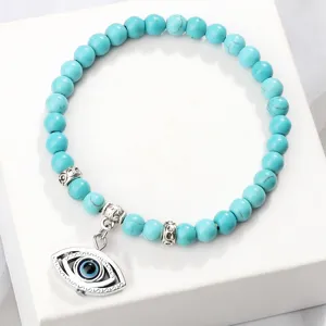 Bracelet Perles Mauvais Œil Bohème pour Femme Homme Main de Fatma Tortue Hibou Pendentif Élastique Bijoux Cadeau