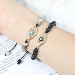 Ensemble de bracelets tressés avec mauvais œil micro-serti bijoux faits à la main pour hommes et femmes