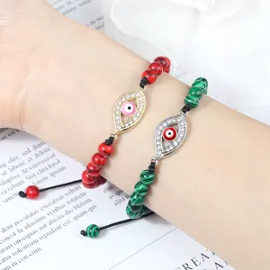 Ensemble de Bracelets Tressés Œil Maléfique Strass Yeux Maléfiques Perles Bijoux Faits Main