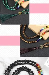Multi-layer beaded bracelet featuring a tree of life charm and elegant tassel design.