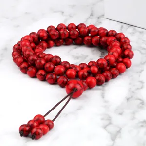 Bracelet mala rouge de 108 perles pierre de guérison yoga méditation bijoux pour femmes stock