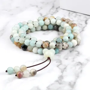 Bracelet mala 108 perles en pierre naturelle multicouche yoga meditation bijoux guerison