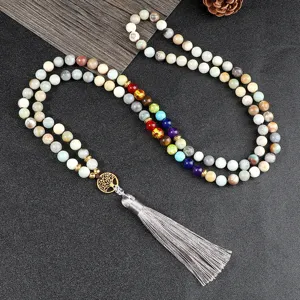 Multilayer Beaded Necklace with Tree of Life Pendant Tassel Boho Jewelry Gift for Women Men