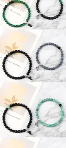 Ensemble de bracelets elastiques de couple coeur magnetique minimaliste et elegante
