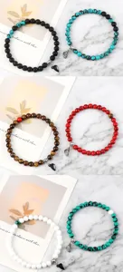 Bracelets de perles pour couples avec pendentif cœur magnétique élastique élégant