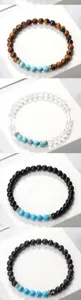 Bracelets de Perles Élastiques 6mm Pierre Naturelle Turquoise Couple Bijoux Unisexe