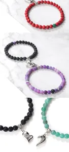 Couple magnetic matching stone bead bracelets set for men and women friendship jewelry