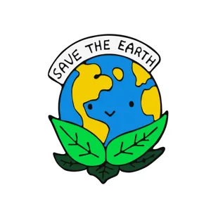 Broche émaillée mignonne Sauver la Terre feuilles vertes alliage écologique accessoire chaussure