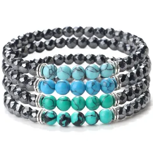 Bracelet Élastique Empilable Géométrique Rond Minimaliste Pour Hommes Femmes Unisexe Matériaux Mixtes Poli Couple Perles Bangle Charme Bijoux Main Cadeau