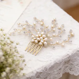 Bruids parel haar kam kristal haaraccessoires voor bruiloft boheemse haarstukje
