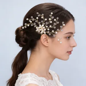 Elegante bruid per haar kam bruiloft haar accessoire handgemaakte kristal updo hoofddeksel