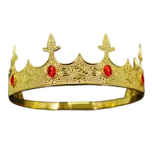 Golden king crown for men costume party royal tiara prom birthday hair accessories