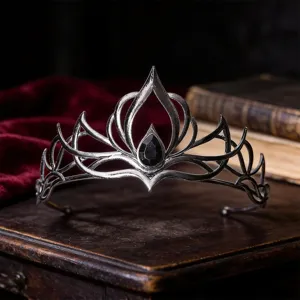 Cerchietto Corona Gotica Barocca Retrò Scura per Donna Tiara Nuziale Vintage con Strass Accessori per Feste di Halloween