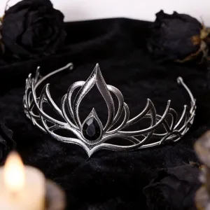 Gotico vintage argento tiara cristallo nero corona stile scuro accessorio per capelli