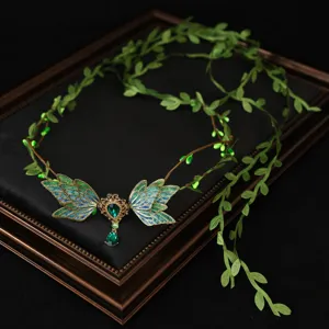 Waldstil grüne Elfe Stirnband retro vintage Blumenkrone Kristall Tropfen Haarschmuck für Frauen.