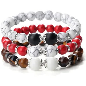 Ensemble de bracelets en perles de pierre naturelle pour hommes et femmes, bijoux élastiques.