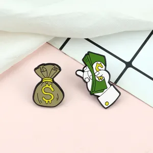 Modische kreative Geldsack Dollar Brosche Cartoon Emaille Anstecknadel fuer Kleidung und Tasche