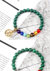 Heren vrouwen chakra genezing steen armband groene malachiet kralen yoga om hanger sieraden