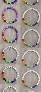 Set de bracelets de perles en pierre naturelle chakra, bracelets d'énergie yoga pour hommes et femmes.