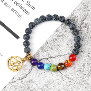 Kralen armband chakra steen edelsteen sieraden met gouden Om symbool hanger mode man vrouw