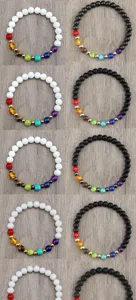 Bracelets de perles de chakra en pierre naturelle, bijoux faits main tendance chic.