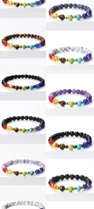 Bracelet en pierre naturelle chakra lave perles bijoux de yoga faits à la main pour femmes hommes