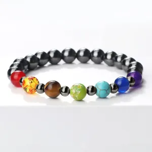 Bracelet de pierres chakra perles de pierres précieuses artisanales pour hommes et femmes