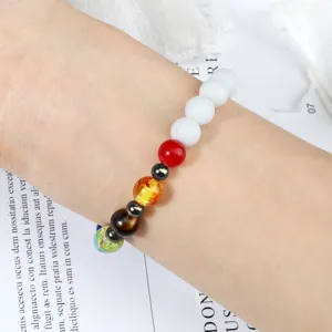 Bracelet de perles en pierre multicolore style ethnique pour hommes et femmes, bijoux.