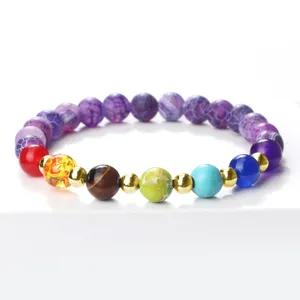 Bracelet de perles en pierre naturelle chakra ethnique pierre ronde multicomposée