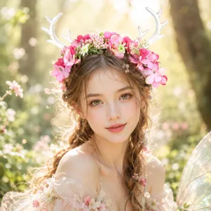 Forest Elven Antler Floral Headband Romantic Fairy Flower Hair Hoop For Christmas Costume Party Dance Elegant Women Headwear Jewelry