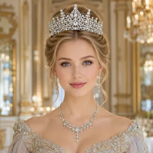 Luxurious Alloy Rhinestone Bridal Tiara Crown Elegant Hollow Vintage Palace Princess Headpiece For Wedding Birthday Party Accessories
